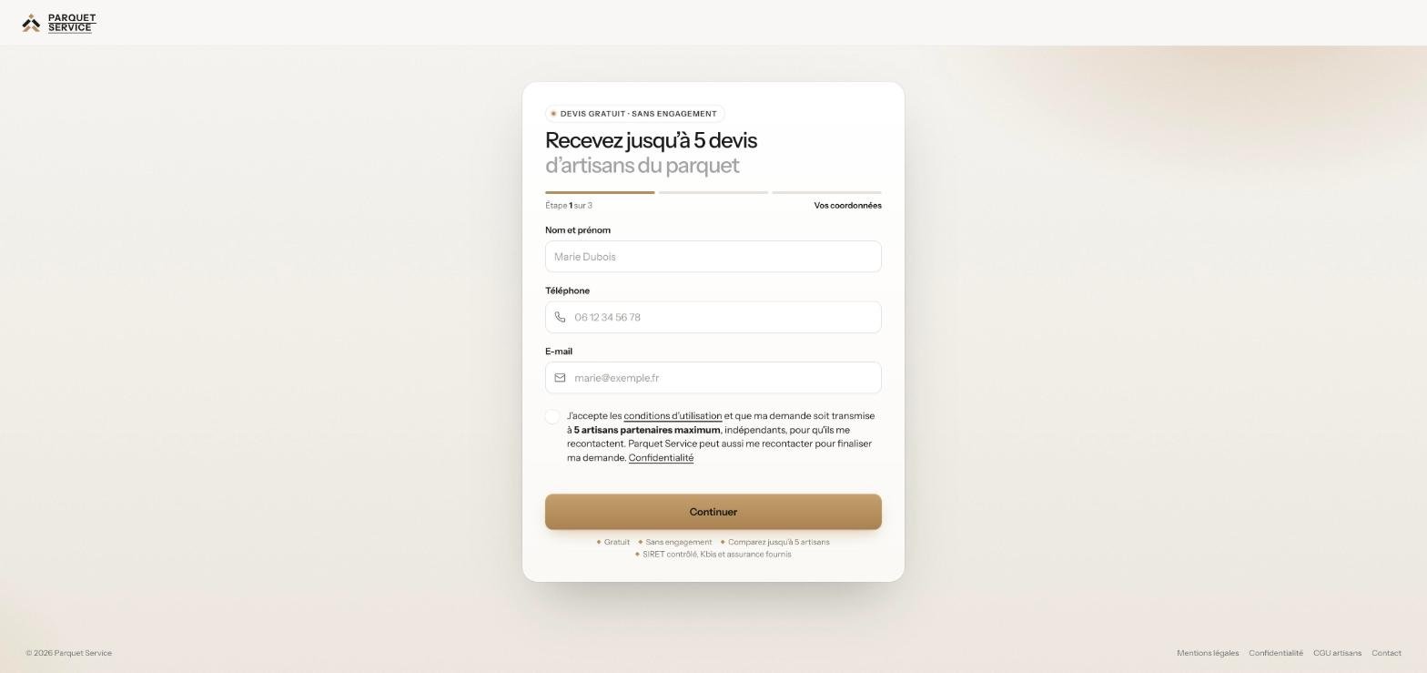 Parquet Service client request form